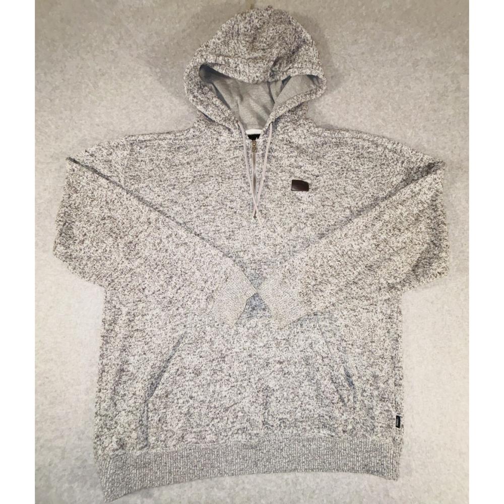 Vans Mens Large Knit Hoodie Sweater Gray Marled Pullover Skate Streetwear